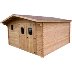 Abri Bois DOMMAR 14,85m² En Madriers Douglas 28mm + Couverture Onduline - HABRITA -Jardin Fournitures Soldes abri dommar 1474m en madriers douglas 28mm sans plancher habrita 2