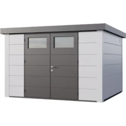 Abri En Acier Galvanisé Blanc 9,8m² Avec Double Porte Eleganto 3330 Telluria