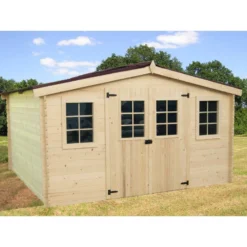 Abri En Bois Massif 12,65m² – Madriers 28mm + Couverture Plaques Ondulées -Jardin Fournitures Soldes abri en bois massif 12m madriers 28mm couverture plaques ondulees 2