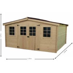 Abri En Bois Massif 12,65m² – Madriers 28mm + Couverture Plaques Ondulées -Jardin Fournitures Soldes abri en bois massif 12m madriers 28mm couverture plaques ondulees 3