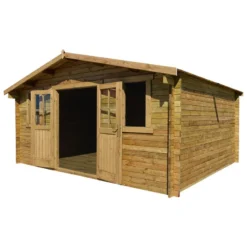 Abri En Bois Massif 16m² PLUS 28mm Traité Teinté Marron Gardy Shelter 9 Abri En Bois Massif 16m² PLUS 28mm Traité Teinté Marron Gardy Shelter -Jardin Fournitures Soldes abri en bois massif 16m plus 28mm traite teinte marron gardy shelter 3