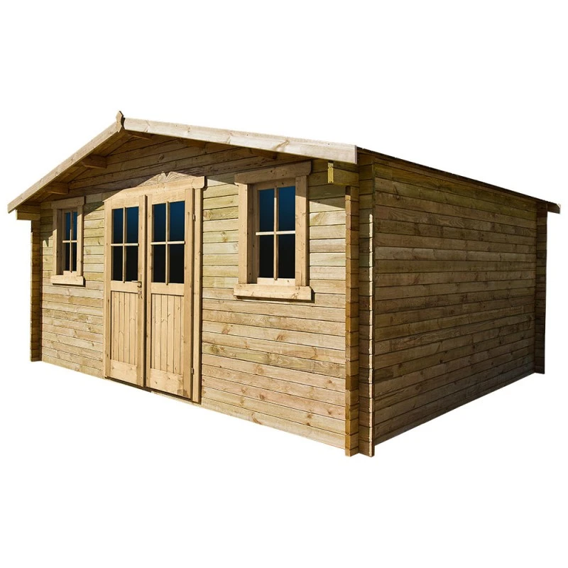 Abri En Bois Massif 16m² PLUS 28mm Traité Teinté Marron Gardy Shelter 1 Abri En Bois Massif 16m² PLUS 28mm Traité Teinté Marron Gardy Shelter