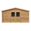 Abri En Bois Massif 16m² PRIMO 28mm Traité Teinté Marron Gardy Shelter