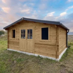 Abri En Bois Massif 19,8m² PLUS 28mm Traité Teinté Marron Gardy Shelter