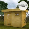 Abri En Bois Massif 7,5m² MODERNE Teinté Marron - Madriers 40mm Gardy Shelter