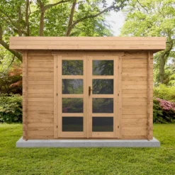 Abri En Bois Massif 9m² MODERNE Traité Marron 40mm Gardy Shelter -Jardin Fournitures Soldes abri en bois massif 9m moderne traite marron 40mm gardy shelter 2