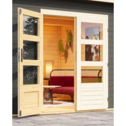 Abri Toit Plat 13,60m² Bois Massif Gris Terre 40mm Northeim 5 – Karibu -Jardin Fournitures Soldes abri toit plat 1360m bois massif gris terre 40mm northeim 5 woodfeeling 5