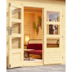 Abri Toit Plat 9,55m² Bois Massif 40mm Northeim 3 Avec Appentis 330cm – Karibu -Jardin Fournitures Soldes abri toit plat 955m bois massif 40mm northeim 3 avec appentis 330cm woodfeeling 4