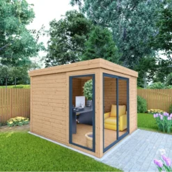 Bureau De Jardin En Bois Massif 8,88m² - Madriers 40mm Traités Teintés Marron Gardy Shelter -Jardin Fournitures Soldes bureau de jardin en bois massif 888m madriers 40mm traites teintes marron gardy shelter 2