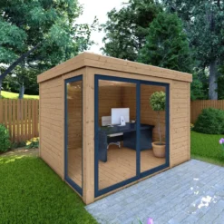 Bureau De Jardin En Bois Massif 8,88m² - Madriers 40mm Traités Teintés Marron Gardy Shelter -Jardin Fournitures Soldes bureau de jardin en bois massif 888m madriers 40mm traites teintes marron gardy shelter 3