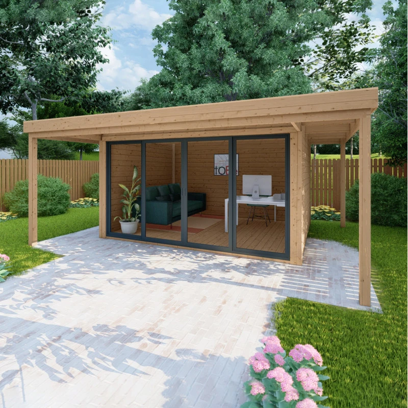 Bureau De Jardin En Bois Massif Avec Terrasse 16,5m² - Madriers 40mm Traités Et Teintés Marron Gardy Shelter 1 Bureau De Jardin En Bois Massif Avec Terrasse 16,5m² - Madriers 40mm Traités Et Teintés Marron Gardy Shelter