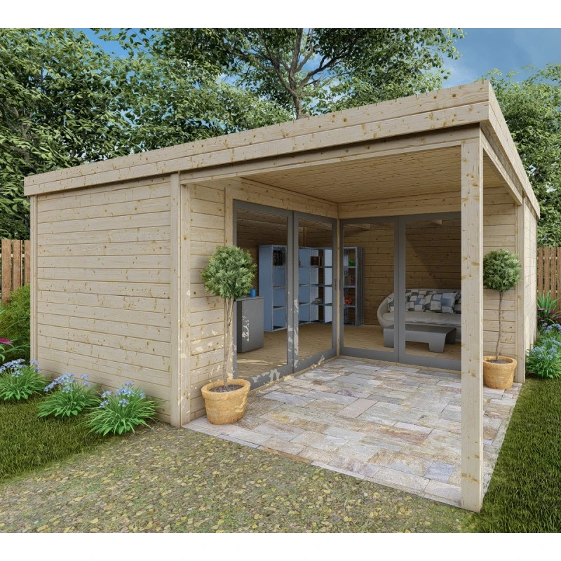 Bureau De Jardin En Bois Massif Avec Terrasse 18,6m² - Madriers 40mm Gardy Shelter 1 Bureau De Jardin En Bois Massif Avec Terrasse 18,6m² - Madriers 40mm Gardy Shelter