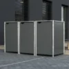 Cache-poubelle 3 Compartiments Müllbox En Aluminium Gris 3x240L – HIDE
