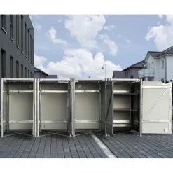 Cache-poubelle 4 Compartiments Müllbox En Aluminium Noir 4x140L – HIDE -Jardin Fournitures Soldes cache poubelle 4 compartiments mullbox en aluminium noir 4x140l hide 3