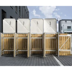 Cache-poubelle 4 Compartiments Müllbox En Bois Traité Naturel 4x140L – HIDE -Jardin Fournitures Soldes cache poubelle 4 compartiments mullbox en bois traite naturel 4x140l hide 4