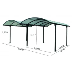 Carport 2 Voitures En Aluminium Et Polycarbonate 6mm ANTI-UV - Habrita 8 Carport 2 Voitures En Aluminium Et Polycarbonate 6mm ANTI-UV - Habrita -Jardin Fournitures Soldes carport 2 voitures en aluminium et polycarbonate 6mm anti uv 2