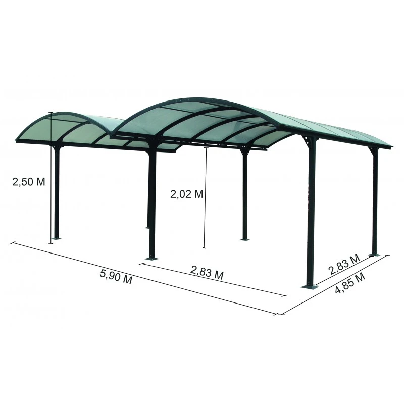 Carport 2 Voitures En Aluminium Et Polycarbonate 6mm ANTI-UV - Habrita 3 Carport 2 Voitures En Aluminium Et Polycarbonate 6mm ANTI-UV - Habrita – Image 3