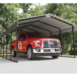 Carport à Toit En Acier Galvanisé 18,3m² Couleur Anthracite – Shelter Logic -Jardin Fournitures Soldes carport a toit en acier galvanise 183m couleur anthracite shelter logic 2