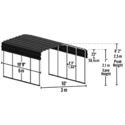 Carport à Toit En Acier Galvanisé 18,3m² Couleur Anthracite – Shelter Logic -Jardin Fournitures Soldes carport a toit en acier galvanise 183m couleur anthracite shelter logic 3