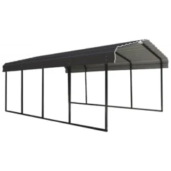 Carport à Toit En Acier Galvanisé 18,3m² Couleur Anthracite – Shelter Logic -Jardin Fournitures Soldes carport a toit en acier galvanise 183m couleur anthracite shelter logic 4