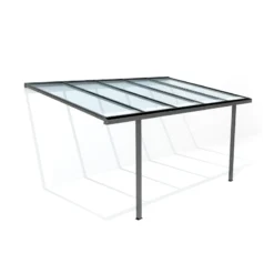 Carport Adossé 300x500cm En Aluminium Blanc H260cm Avec 2 Poteaux MARBELLA - GardenGate