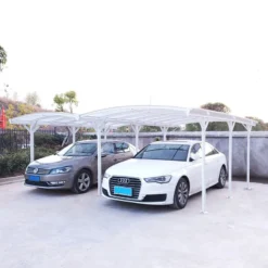 Carport Double En Aluminium Laqué Blanc Et Polycarbonate 6mm X-METAL -Jardin Fournitures Soldes carport double en aluminium laque blanc et polycarbonate 6mm x metal 2