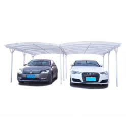 Carport Double En Aluminium Laqué Blanc Et Polycarbonate 6mm X-METAL -Jardin Fournitures Soldes carport double en aluminium laque blanc et polycarbonate 6mm x metal 3