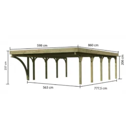 Jardin Fournitures Soldes -Jardin Fournitures Soldes carport double en bois autoclave 5143m toit en acier et poteau en arc karibu 1