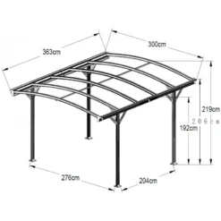 Carport En Aluminium Anthracite 3x3,63m Et Polycarbonate 6mm X-METAL -Jardin Fournitures Soldes carport en aluminium anthracite 3x363m et polycarbonate 6mm x metal 4