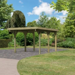 Jardin Fournitures Soldes -Jardin Fournitures Soldes carport en bois autoclave 15m et toit en pvc gris karibu 1