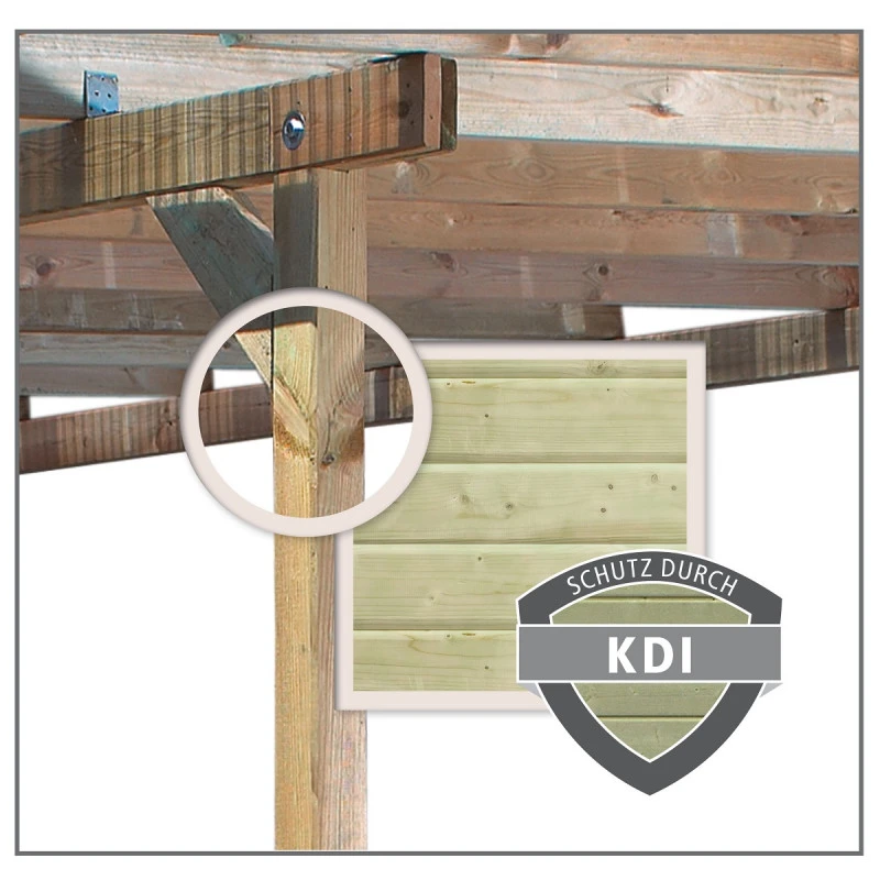 Carport En Bois Autoclave 40,2m² Avec Poteau En Arc Et Toit En Acier – KARIBU 3 Carport En Bois Autoclave 40,2m² Avec Poteau En Arc Et Toit En Acier – KARIBU – Image 3