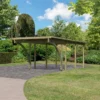 Carport En Pin Autoclave Avec Toit PVC 20,5m² + 2 Arcs D'entrée - Karibu
