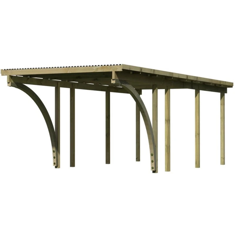 Carport En Pin Autoclave Avec Toit PVC 20,5m² + 2 Arcs D'entrée - Karibu 3 Carport En Pin Autoclave Avec Toit PVC 20,5m² + 2 Arcs D'entrée - Karibu – Image 3
