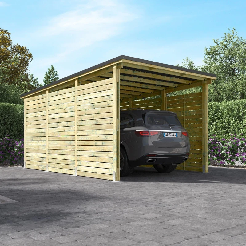 Carport Simple En Bois Autoclave 19,6m² + Toit En Acier César – Forest Style 2 Carport Simple En Bois Autoclave 19,6m² + Toit En Acier César – Forest Style – Image 2