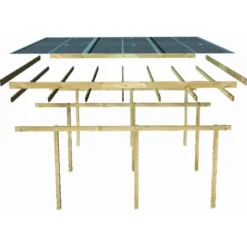 Carport Simple En Bois Autoclave Avec Toit PVC Et 2 Arcs D'entrée 14,9m² - 304x490cm - Karibu -Jardin Fournitures Soldes carport simple en bois autoclave avec toit pvc et 2 arcs d entree 149m 304x490cm karibu 4