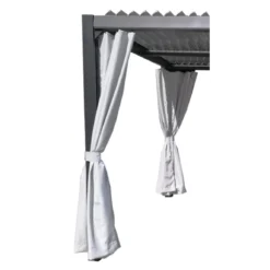 Kit De 2 Rideaux En Polyester Gris Perle Pour Pergola Miami - Couleurs Du Monde