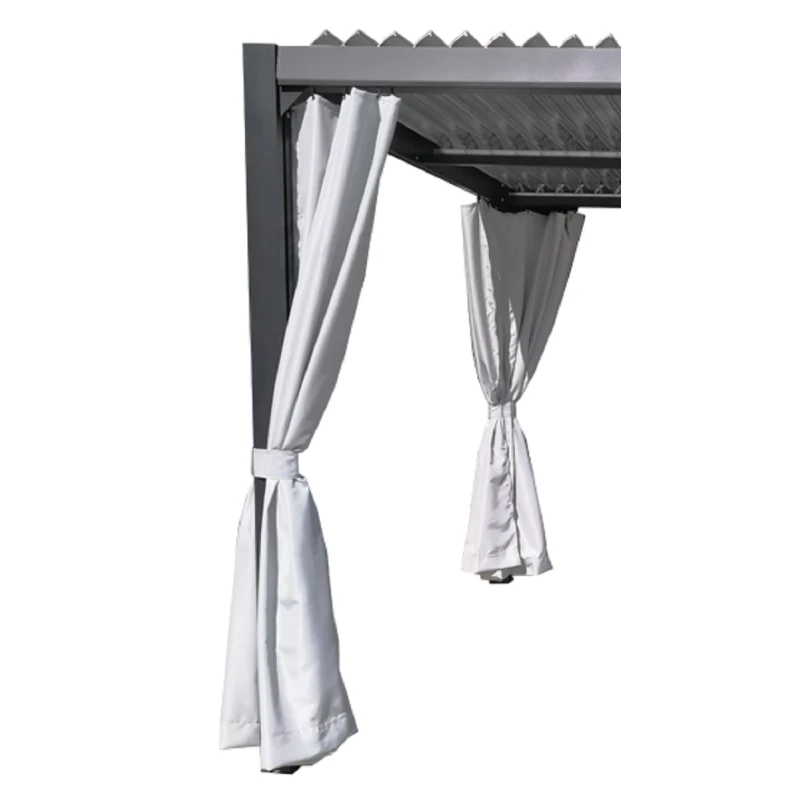 Kit De 2 Rideaux En Polyester Gris Perle Pour Pergola Miami - Couleurs Du Monde 1 Kit De 2 Rideaux En Polyester Gris Perle Pour Pergola Miami - Couleurs Du Monde