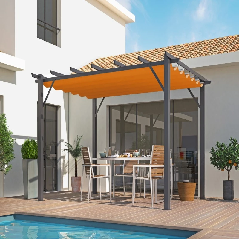 Pergola 100% Aluminium Gris Anthracite 12m² Avec Toile D'ombrage Rouille 140gr/m² HABRITA 1 Pergola 100% Aluminium Gris Anthracite 12m² Avec Toile D'ombrage Rouille 140gr/m² HABRITA