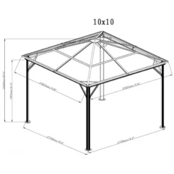 Pergola 3x3m Verona En Alu Anthracite Et Polycarbonate 6mm - SOJAG -Jardin Fournitures Soldes pergola 3x3m verona en alu anthracite et polycarbonate 6mm sojag 2