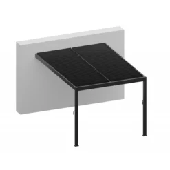 Pergola Adossée Bioclimatique En Aluminium Gris Anthracite 400x400cm Avec Lames Grises ODIN - GardenGate