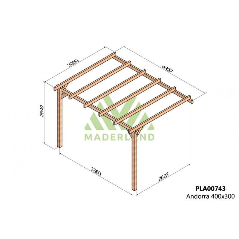 Pergola Adossée En Bois Lamellé-collé 400x300cm Andorra – Maderland 2 Pergola Adossée En Bois Lamellé-collé 400x300cm Andorra – Maderland – Image 2