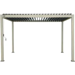 Pergola Bioclimatique Autoportante En Alu Aspect Bois 3x4m Ombrea -Jardin Fournitures Soldes pergola bioclimatique autoportante en alu aspect bois 3x4m ombrea 2