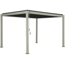 Pergola Bioclimatique Autoportante En Alu Aspect Bois 3x4m Ombrea -Jardin Fournitures Soldes pergola bioclimatique autoportante en alu aspect bois 3x4m ombrea 3