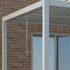 Pergola Bioclimatique Autoportante En Aluminium Gris Clair 4x4m - X-METAL -Jardin Fournitures Soldes pergola bioclimatique autoportante en aluminium gris clair 4x4m x metal 2