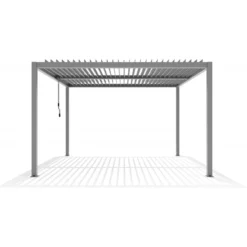 Pergola Bioclimatique Autoportante En Aluminium Gris Clair 4x4m - X-METAL -Jardin Fournitures Soldes pergola bioclimatique autoportante en aluminium gris clair 4x4m x metal 4