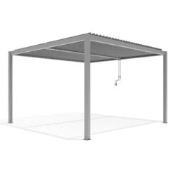 Pergola Bioclimatique Autoportante En Aluminium Gris Clair 4x4m - X-METAL -Jardin Fournitures Soldes pergola bioclimatique autoportante en aluminium gris clair 4x4m x metal 5