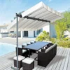 Pergola Marquise En Acier Anthracite 9m² Toile Pivotante Extensible En Polyester 200gr/m² écru - HABRITA