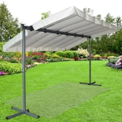 Pergola Marquise En Acier Anthracite 9m² Toile Pivotante Extensible En Polyester 200gr/m² écru - HABRITA -Jardin Fournitures Soldes pergola marquise en acier anthracite 9m toile pivotante extensible en polyester 200grm ecru habrita 2