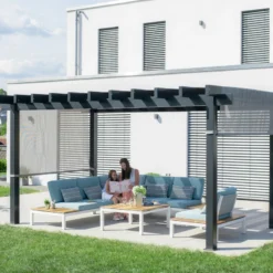 Pergola Yamba 14,6m² En Aluminium Anthracite Avec Store Rétractable - SOJAG