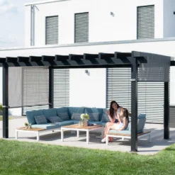 Pergola Yamba 14,6m² En Aluminium Anthracite Avec Store Rétractable - SOJAG -Jardin Fournitures Soldes pergola yamba 146m en aluminium anthracite et store retractable sojag 3